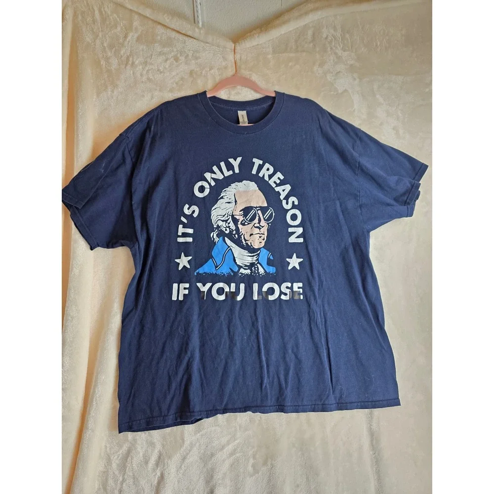 Americas 250th Birthday! Mens Blue Graphic T Shirt George Washington Size 2XL